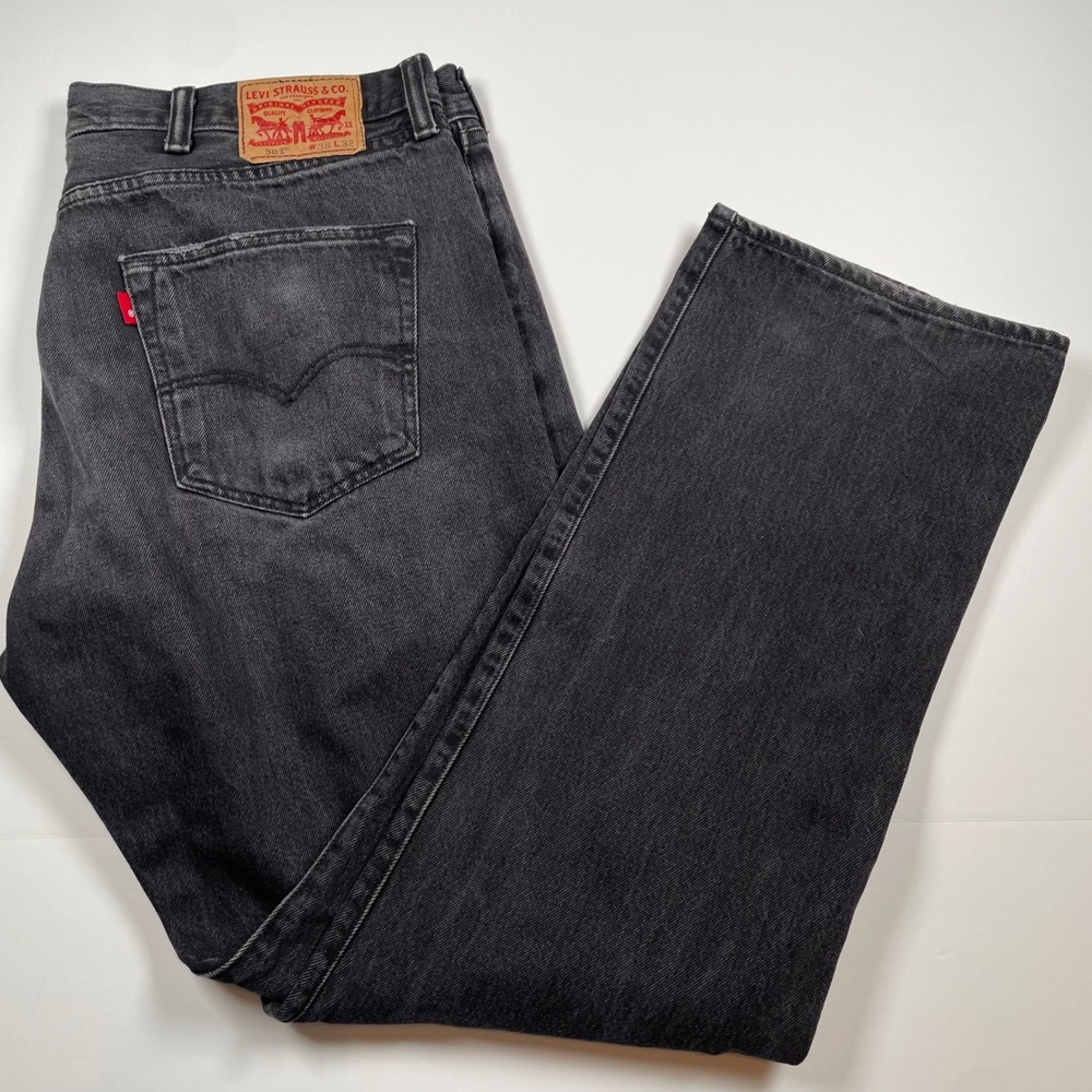 Levi's 501 Jeans Mens W38 L32 Black Wash Classic Fit‎ Button Fly Denim Pants